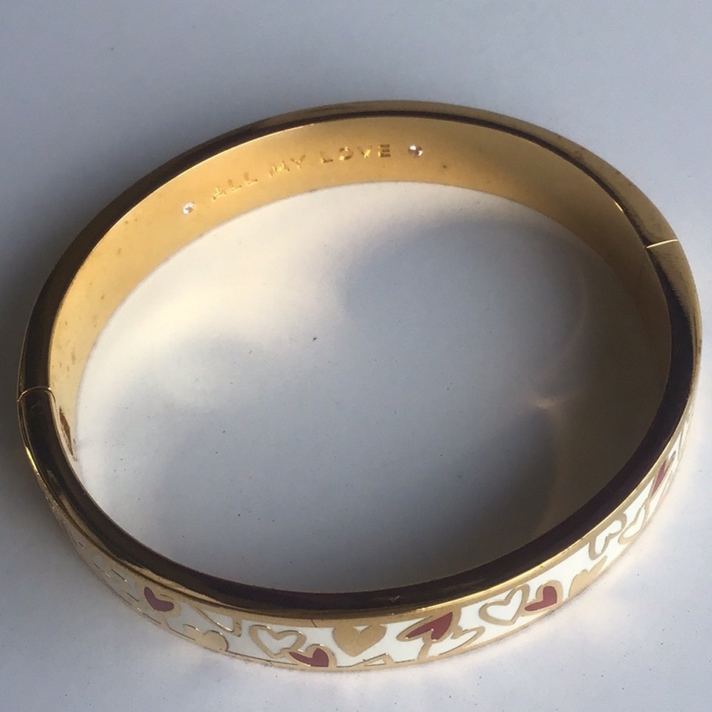 Kate Spade All My Love hearts gold plated Bangle Bracelet Rare - Picture 13 of 16
